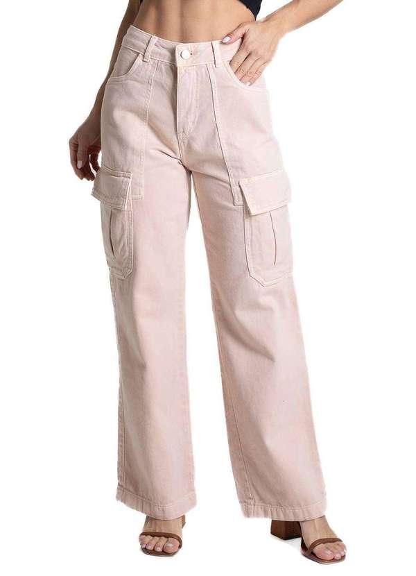 Sawary - Calça Sarja Sawary Wide Leg - 282296 Rosa