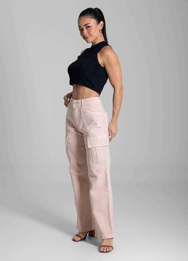 Sawary - Calça Sarja Sawary Wide Leg - 282296 Rosa 3