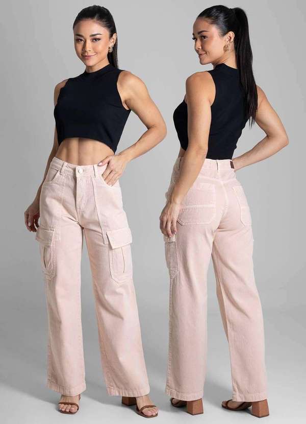 Sawary - Calça Sarja Sawary Wide Leg - 282296 Rosa 6