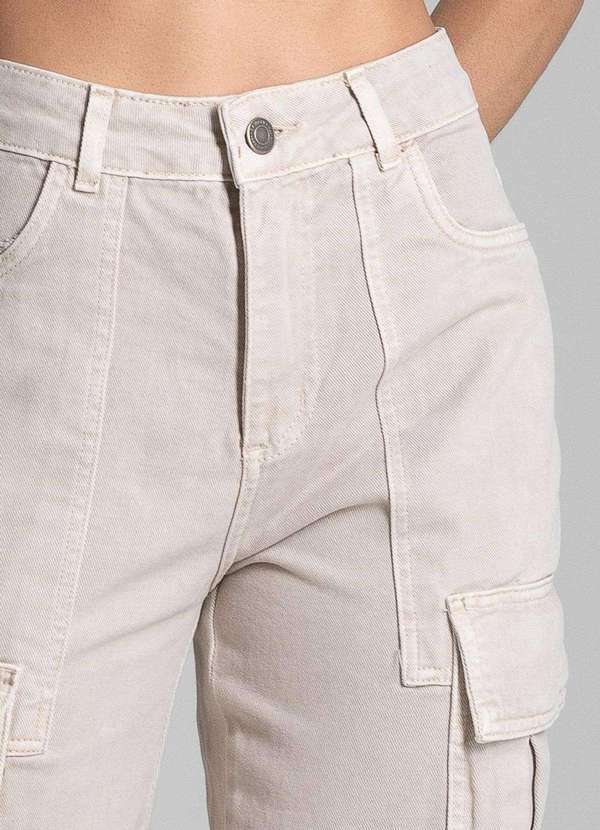 Sawary - Calça Sarja Sawary Wide Leg - 282297 Bege 5