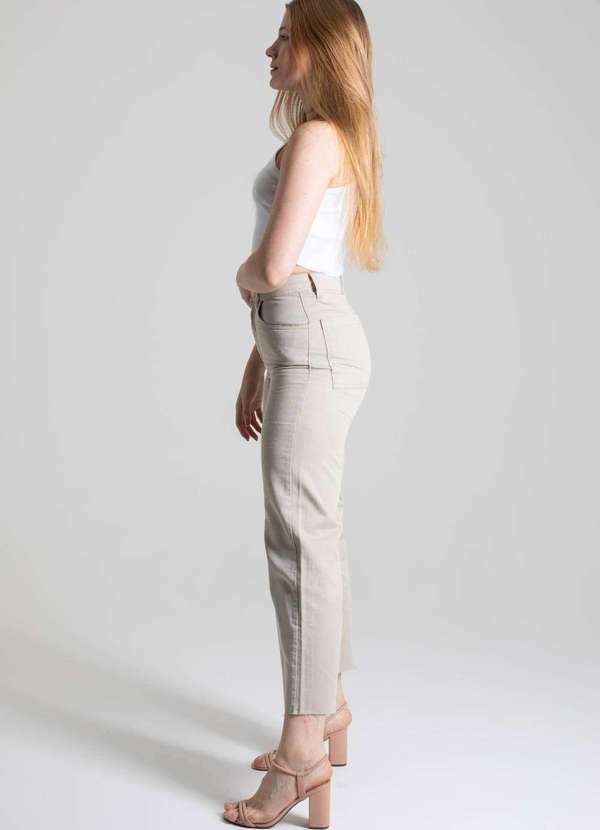 Sawary - Calça Sarja Sawary Wide Leg Cropped - 276475 Bege 3