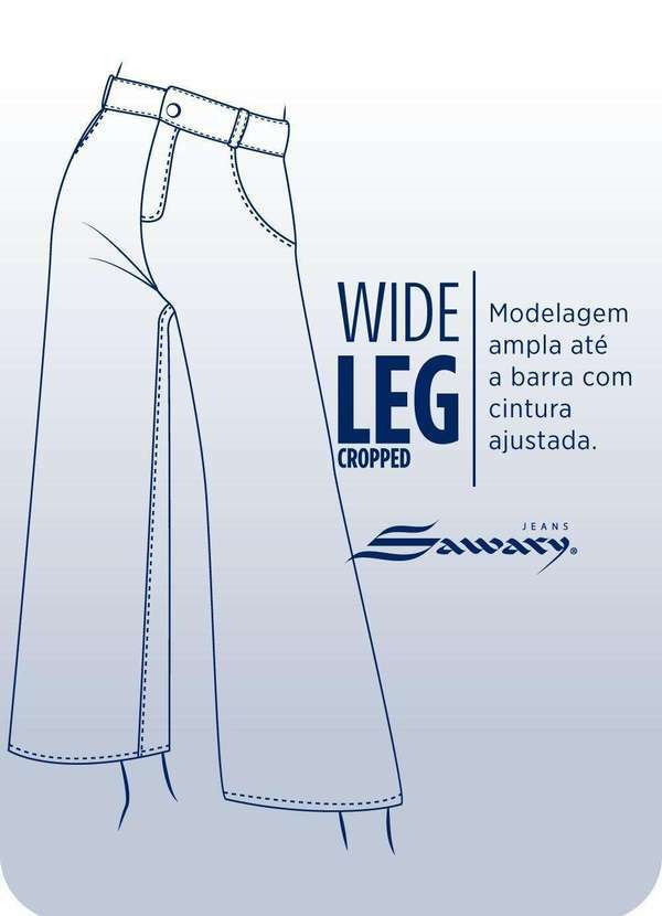 Sawary - Calça Sarja Sawary Wide Leg Cropped - 276475 Bege 8