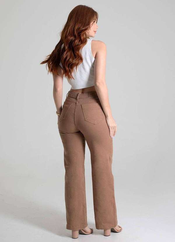 Sawary - Calça Sarja Sawary Wide Leg Petit - 280448 Marrom 4