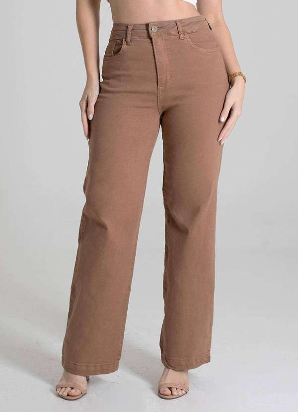 Sawary - Calça Sarja Sawary Wide Leg Petit - 280448 Marrom 5