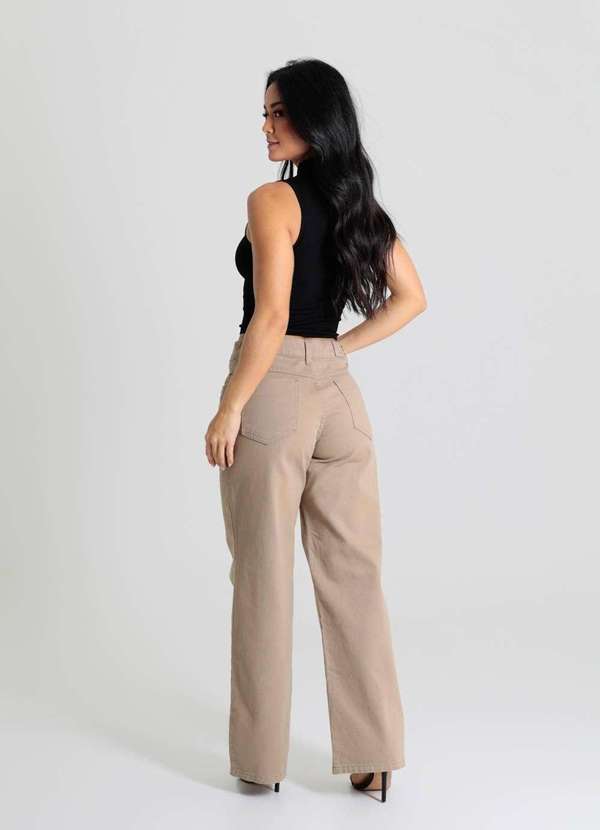 Sawary - Calça Sarja Sawary Wide Leg Petit - 280464 Bege 4