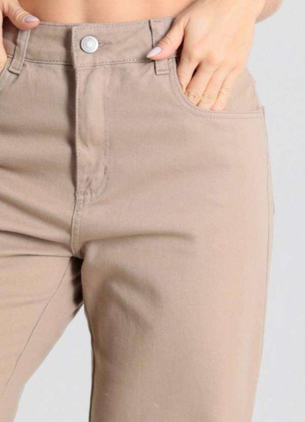 Sawary - Calça Sarja Sawary Wide Leg Petit - 280464 Bege 5