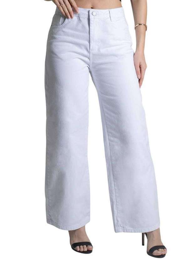 Sawary - Calça Sarja Sawary Wide Leg Petit - 278958 Branco