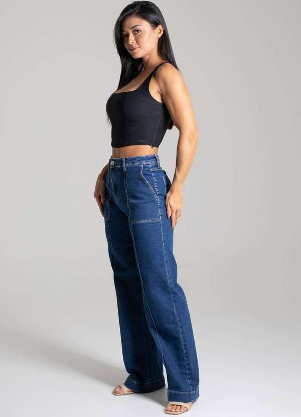 Sawary - Calça Sawary Jeans Wide Leg Azul 2