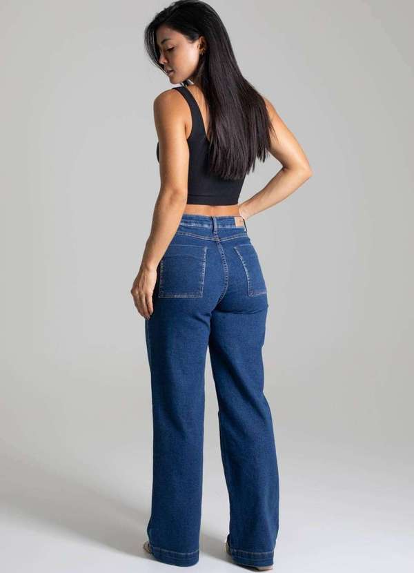 Sawary - Calça Sawary Jeans Wide Leg Azul 3