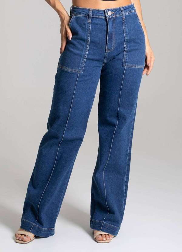 Sawary - Calça Sawary Jeans Wide Leg Azul 4