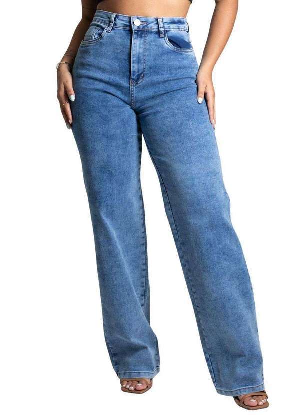 Sawary - Calça Sawary Jeans Wide Leg Azul