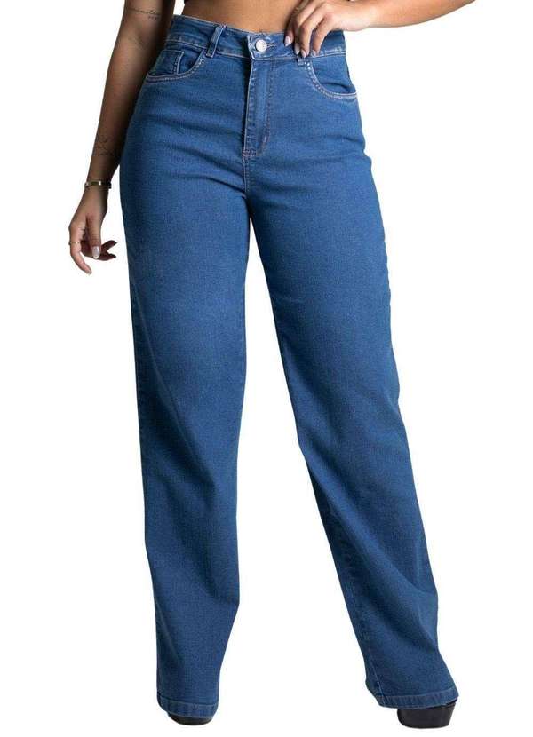 Sawary - Calça Sawary Jeans Wide Leg Azul