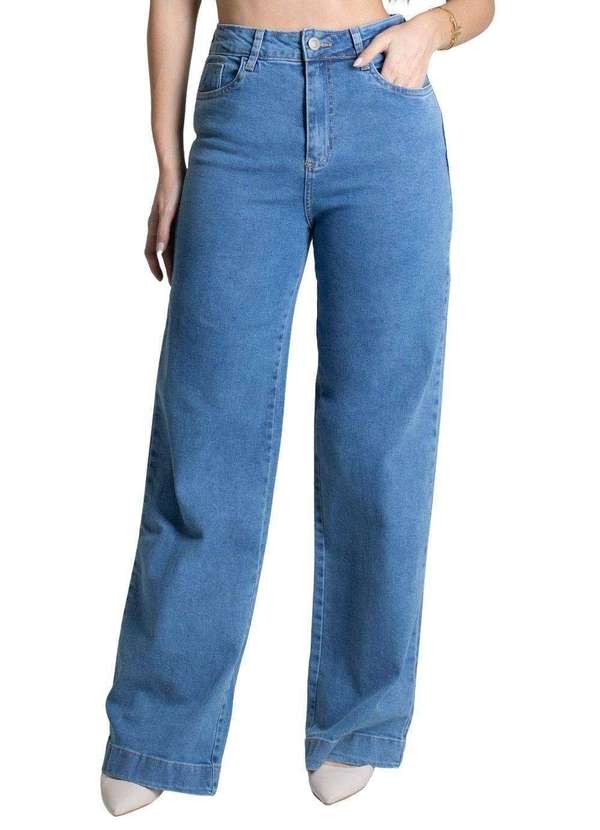 Sawary - Calça Sawary Jeans Wide Leg Azul