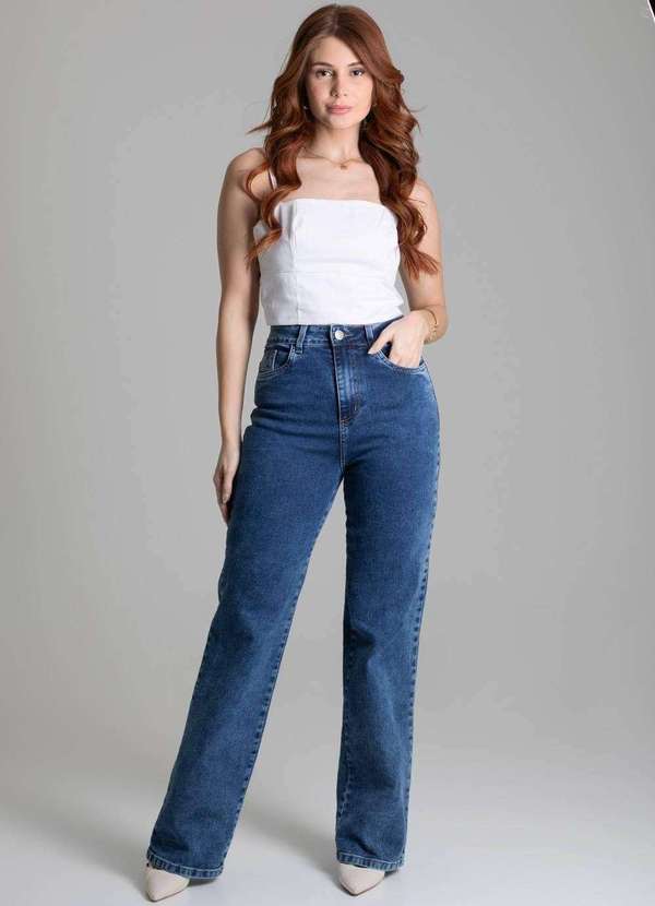 Sawary - Calça Sawary Jeans Wide Leg Azul 2