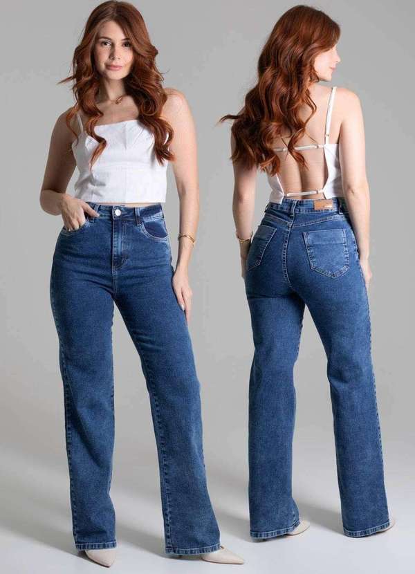 Sawary - Calça Sawary Jeans Wide Leg Azul 6