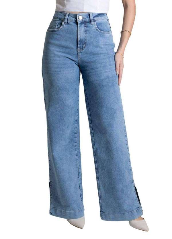 Sawary - Calça Sawary Jeans Wide Leg Azul