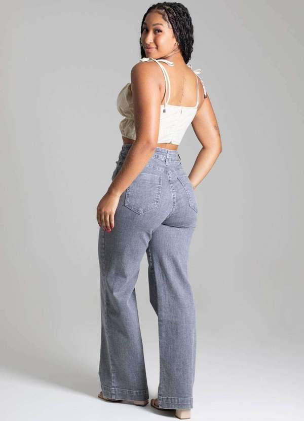 Sawary - Calça Sawary Jeans Wide Leg Petit - 277965 Cinza 4