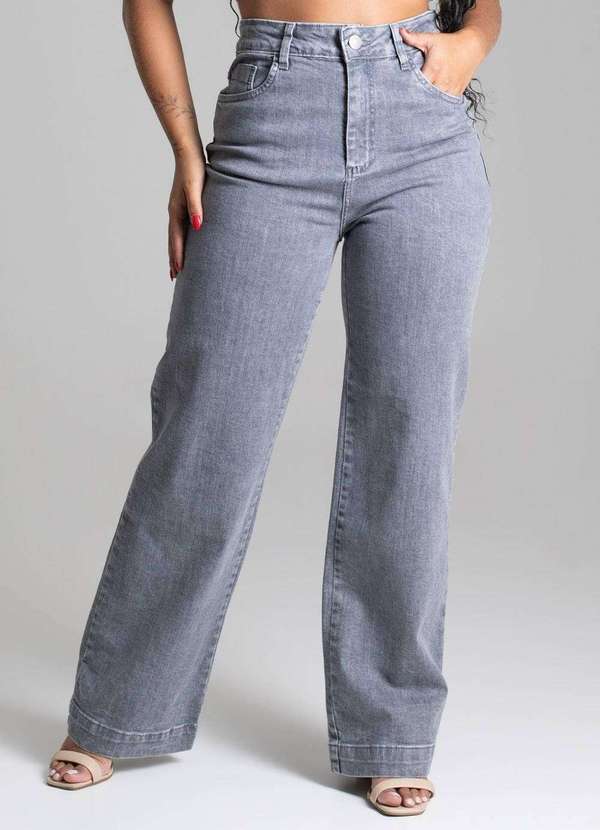 Sawary - Calça Sawary Jeans Wide Leg Petit - 277965 Cinza 5