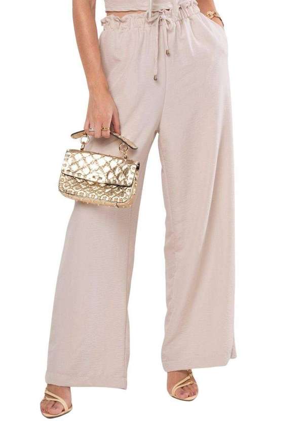 Sawary - Calça Sawary Pantalona - 278625 Bege