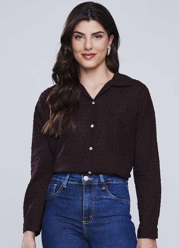 Sawary - Camisa Sawary Manga Longa Marrom 2