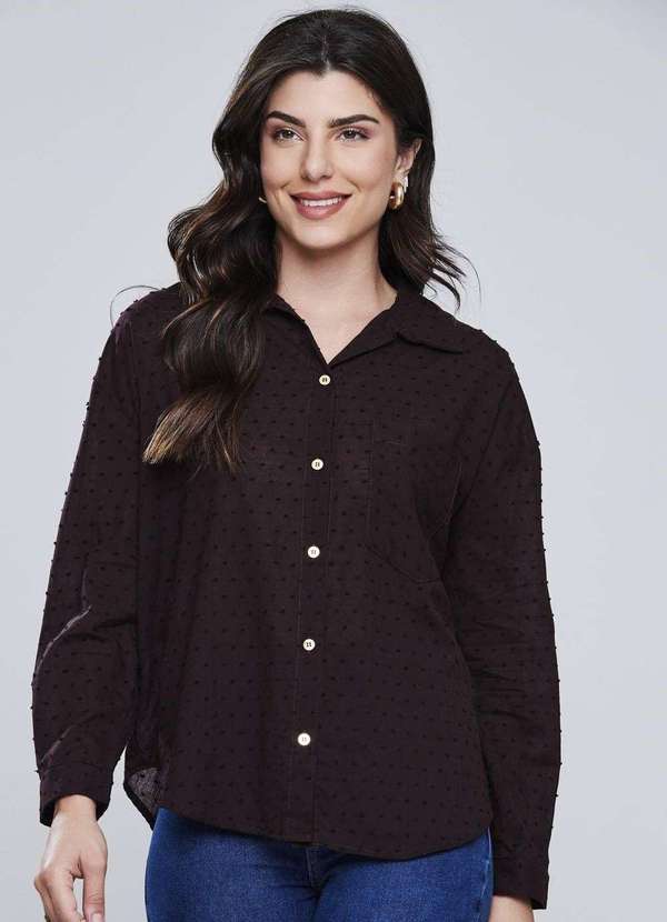 Sawary - Camisa Sawary Manga Longa Marrom 3