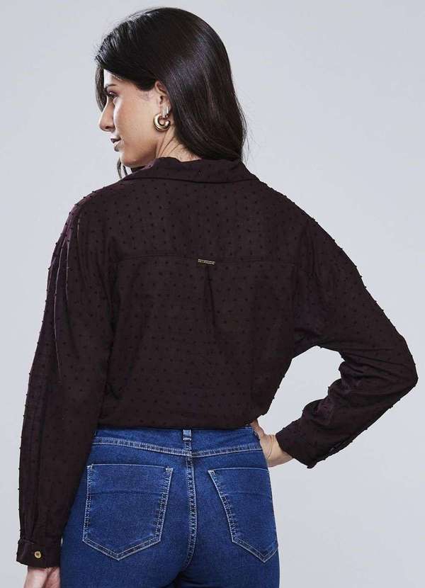 Sawary - Camisa Sawary Manga Longa Marrom 4