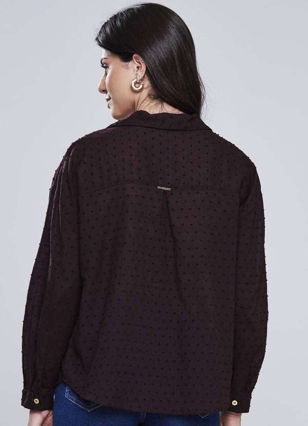 Sawary - Camisa Sawary Manga Longa Marrom 5