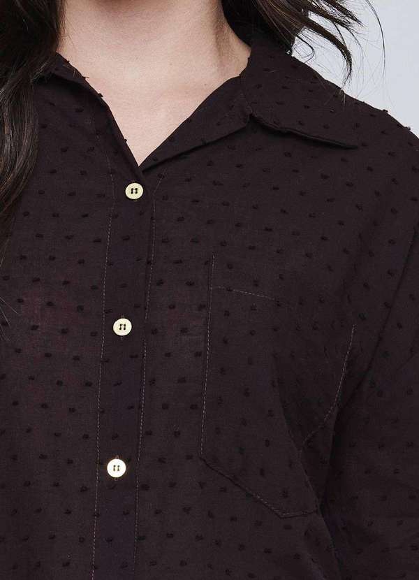 Sawary - Camisa Sawary Manga Longa Marrom 6