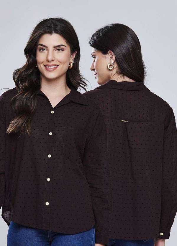 Sawary - Camisa Sawary Manga Longa Marrom 7