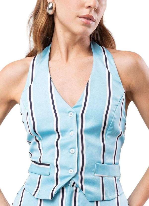 Sawary - Colete Sawary Listrado - 279709 Azul