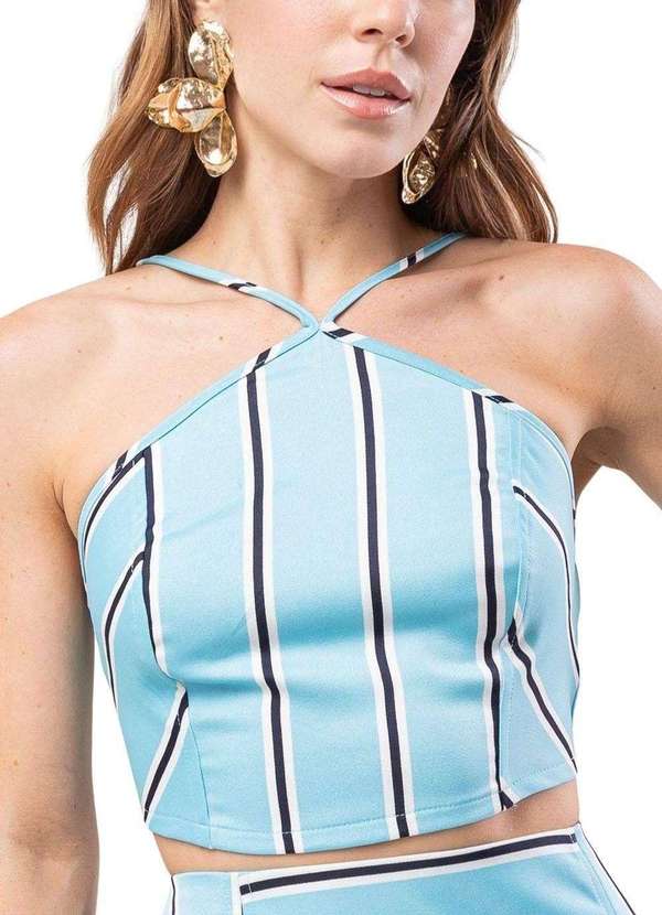 Sawary - Cropped Sawary Listrado - 278831 Azul