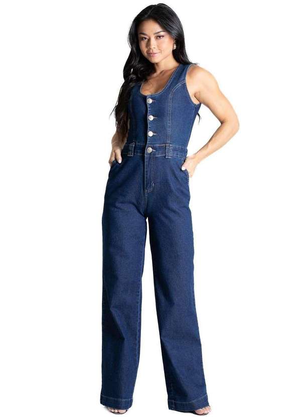 Sawary - Macacão Jeans Sawary - 281284 Azul