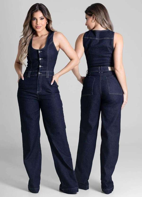 Sawary - Macacão Jeans Sawary - 281651 Azul 6