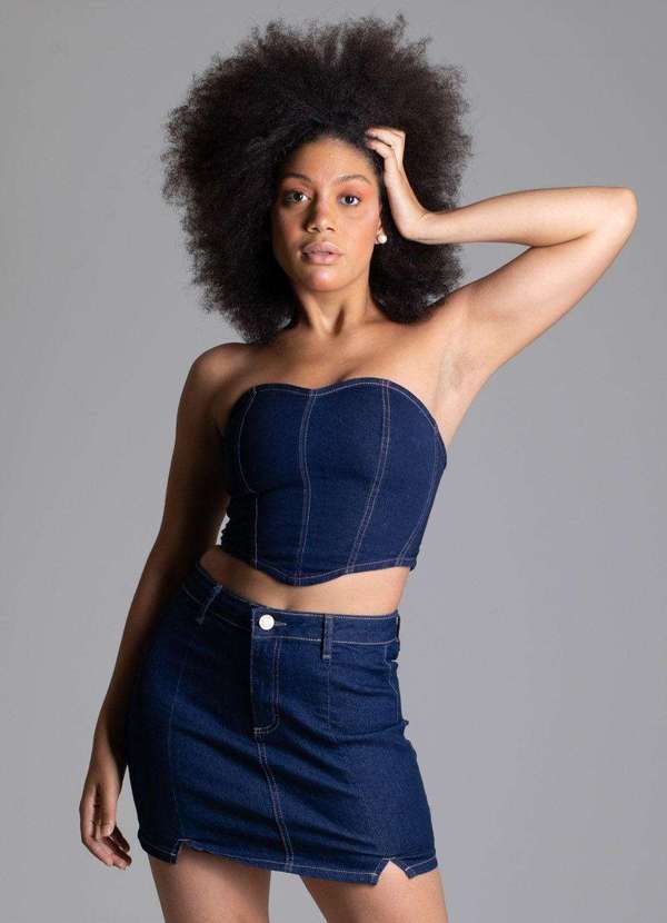 Sawary - Saia Jeans Sawary Azul