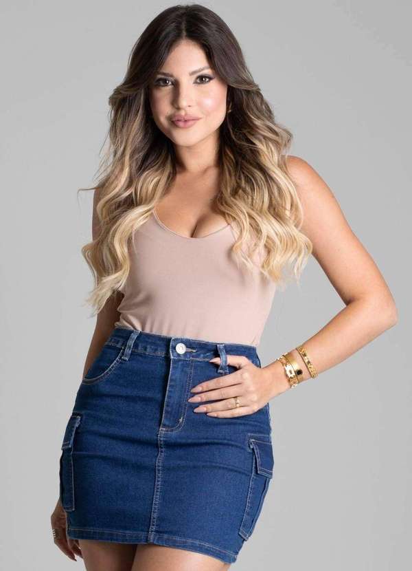 Sawary - Saia Jeans Sawary Cargo - 278322 Azul 2