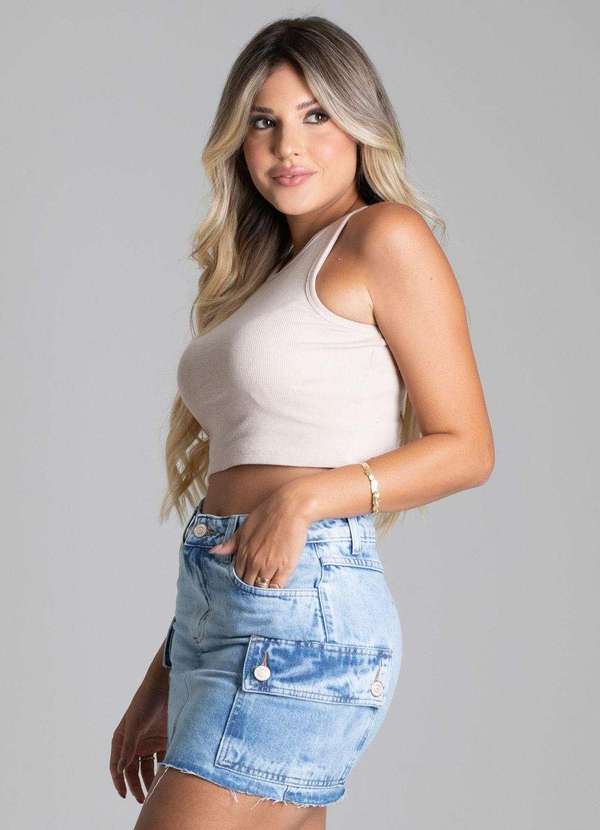 Sawary - Saia Jeans Sawary Cargo Azul 3