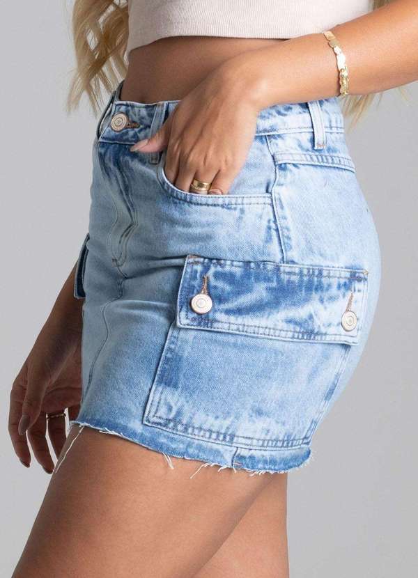 Sawary - Saia Jeans Sawary Cargo Azul 5