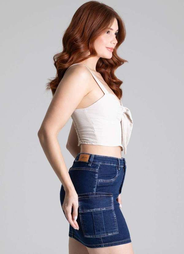 Sawary - Saia Jeans Sawary Cargo Azul 3