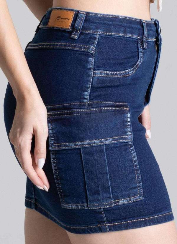 Sawary - Saia Jeans Sawary Cargo Azul 5