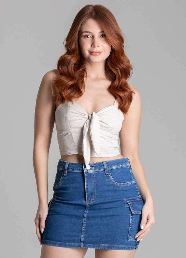 Sawary - Saia Jeans Sawary Cargo Azul 3