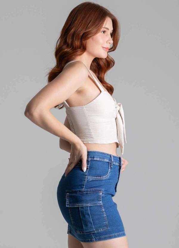 Sawary - Saia Jeans Sawary Cargo Azul 4