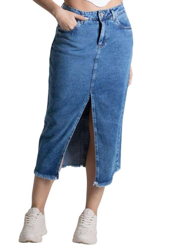 Sawary - Saia Jeans Sawary Midi - 278483 Azul