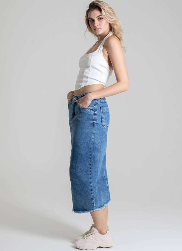 Sawary - Saia Jeans Sawary Midi - 278483 Azul 3