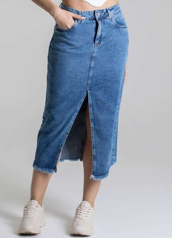 Sawary - Saia Jeans Sawary Midi - 278483 Azul 5
