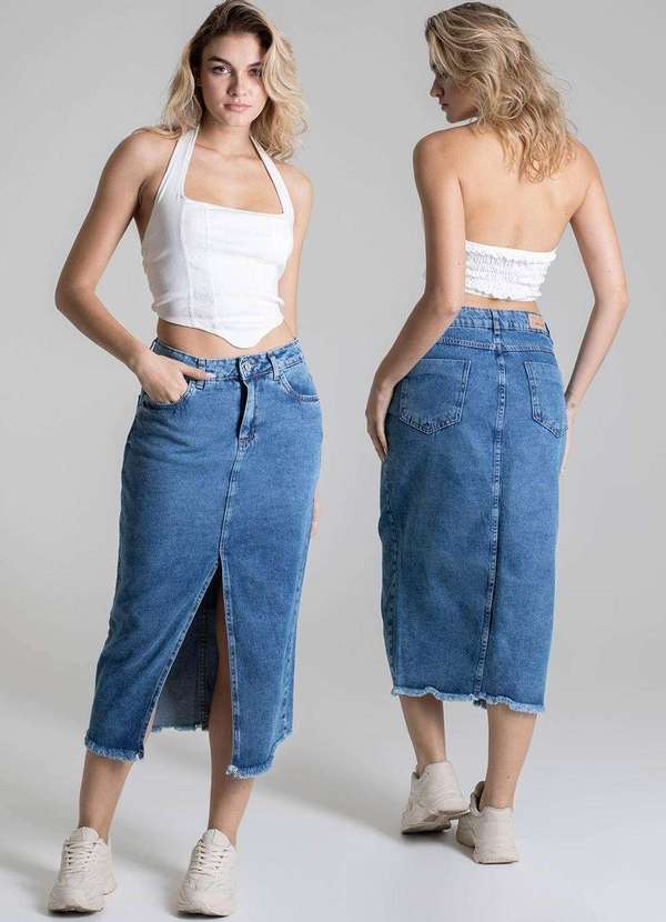 Sawary - Saia Jeans Sawary Midi - 278483 Azul 6