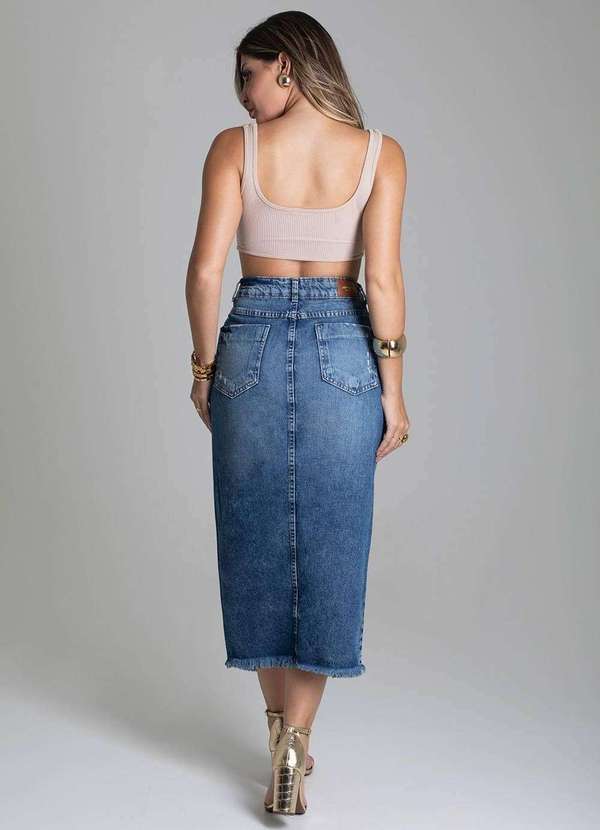 Sawary - Saia Jeans Sawary Midi - 278924 Azul 3