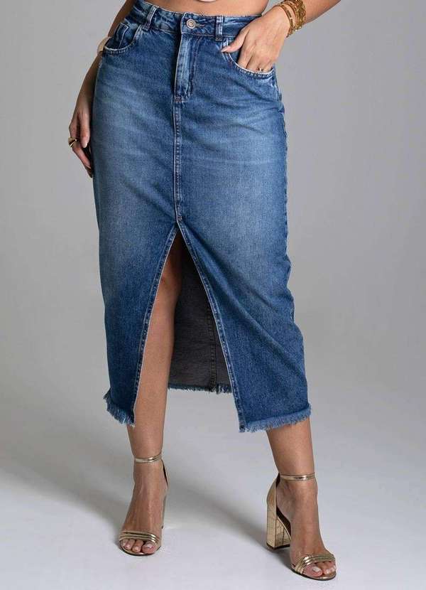 Sawary - Saia Jeans Sawary Midi - 278924 Azul 5
