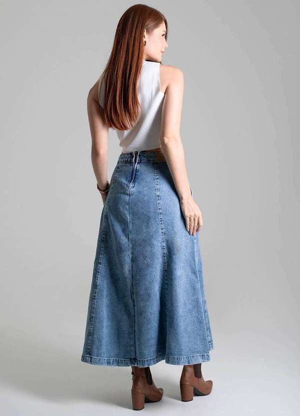 Sawary - Saia Jeans Sawary Midi - 279119 Azul 4