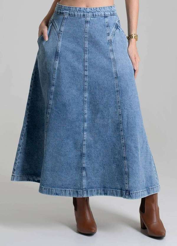 Sawary - Saia Jeans Sawary Midi - 279119 Azul 5