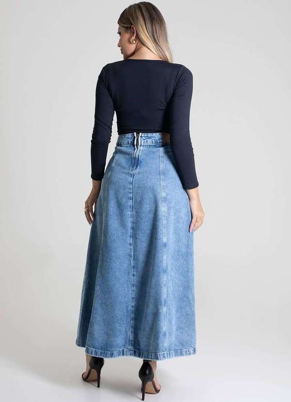 Sawary - Saia Jeans Sawary Midi - 279661 Azul 4